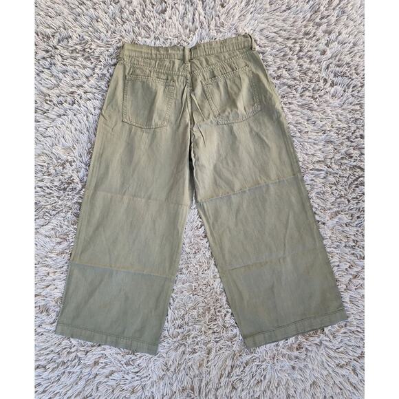 Old Navy Drapey Drawcord Wide Leg Pants Womens Size 12 Petite Green Cotton Boho - Picture 2 of 16
